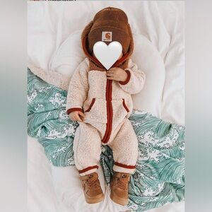Carters neutral fleece zip up jumpsuit